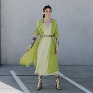 Slinky Duster Cardigan in Lime Green - Medium